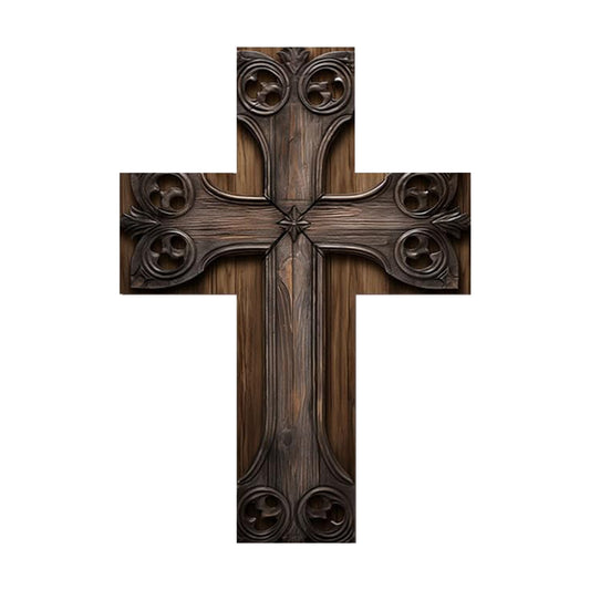 1pc Rustic Outdoor Porch With Christian Wooden Door Hanger, Wooden Wall Hanging Cross Sign, Home Porch Wall Spring Decoration Christian Gift