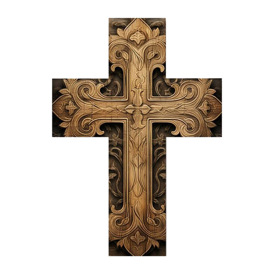 1pc Exquisite Outdoor Porch With Christian Wooden Door Hanger, Wooden Wall Hanging Cross Sign, Home Porch Wall Decoration Christian Gift