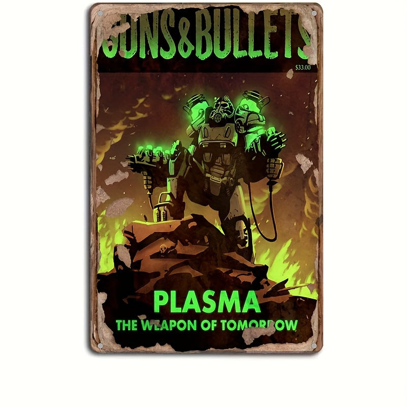 "1pc, Fallout Plasma"" Metal Sign - 8x12 Inches - Waterproof and Dustproof - Perfect for Home, Restaurant, Bar, Cafe, and Garage Decor"