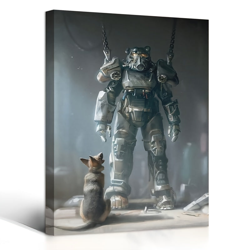 Fallout 4 Game Poster Print on Canvas Wall Art - Bachelor Party Decor - 11.8x15.7 inches - Framed and Ready to Hang for Living Room and Bedroom