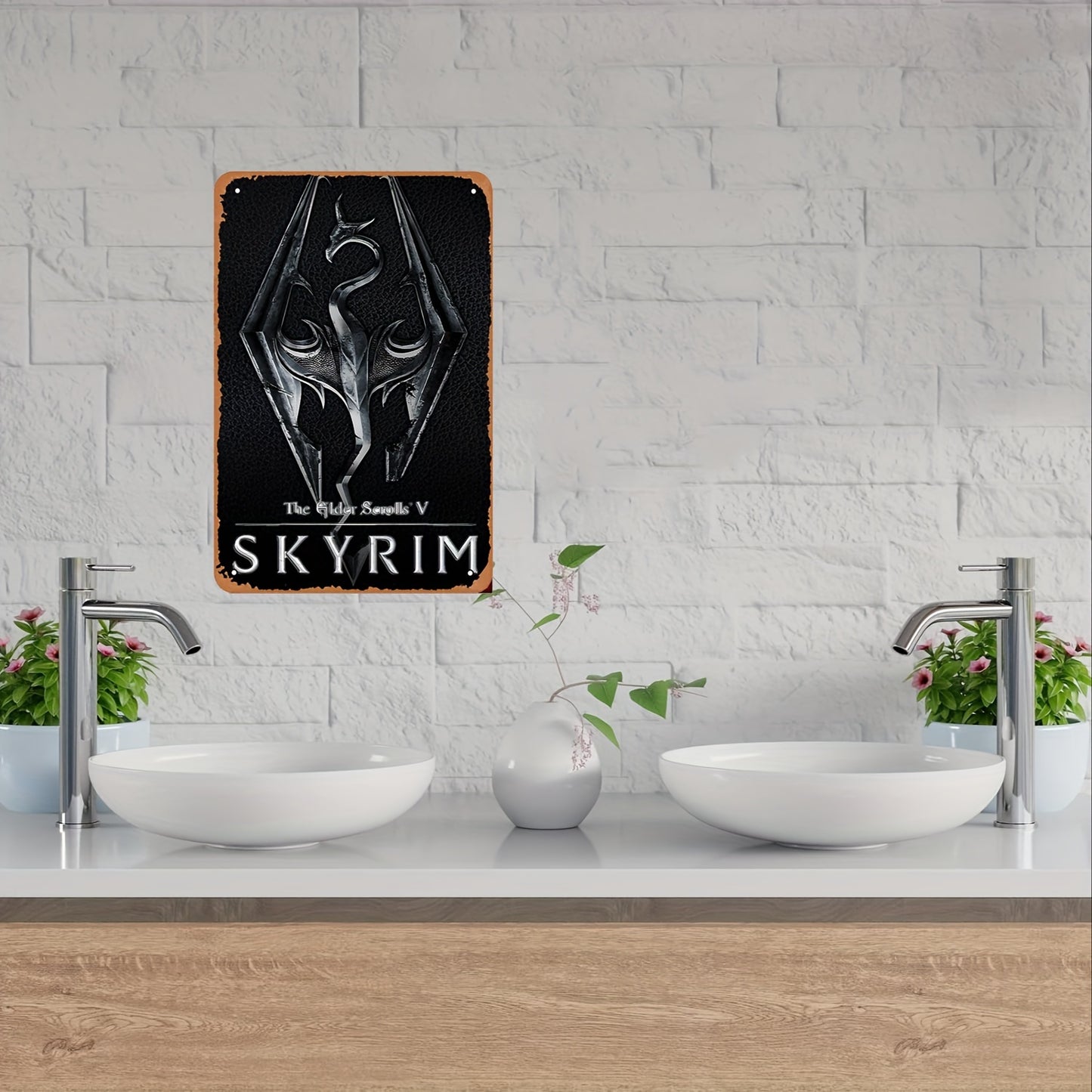 Vintage Metal Tin Sign for The Elder Scrolls V Skyrim Game - 8x12 Inches - Perfect Wall Decor for Gamers and Fans of the Classic RPG