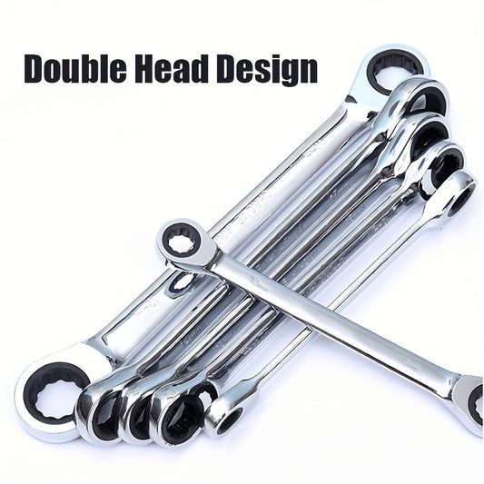 12-in-1 Chrome Vanadium Steel Ratchet Wrench Set - Double-Headed, Reversible, Professional-Grade Tool, Includes Sizes 8-19mm & 27mm