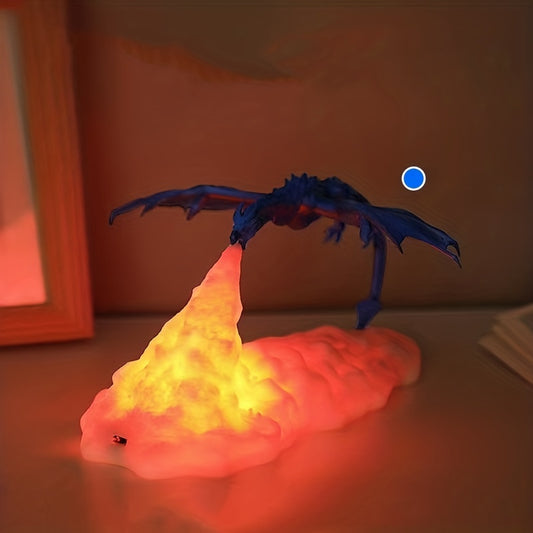 1pc New Creative Touch Fire Dragon Night Light, 3D Art Decoration Bedroom Light, Gift Lights For Boys And Girls