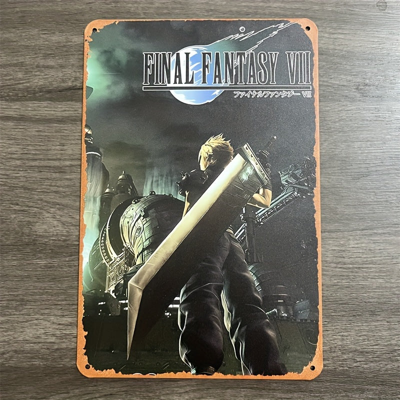 1pc Final Fantasy VII Game Poster Retro Vintage Decor Metal Tin Sign For Home Room Living Room Office Decor, New Year Party Decor Housewarming Gift