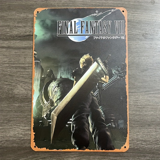 1pc Final Fantasy VII Game Poster Retro Vintage Decor Metal Tin Sign For Home Room Living Room Office Decor, New Year Party Decor Housewarming Gift