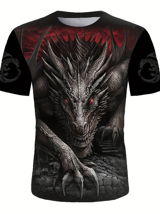 Men's 3D Dragon Print T-Shirt - Perfect for Summer Outdoor Activities and Makes a Great Gift!