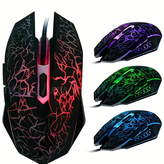 RGB Gaming Mouse - 2400 DPI Optical Sensor, 6-Button USB Mouse with Colorful LED Backlighting and Mute Functionality for Desktop and Laptop Computers - Ideal for Gamers and Professionals Alike