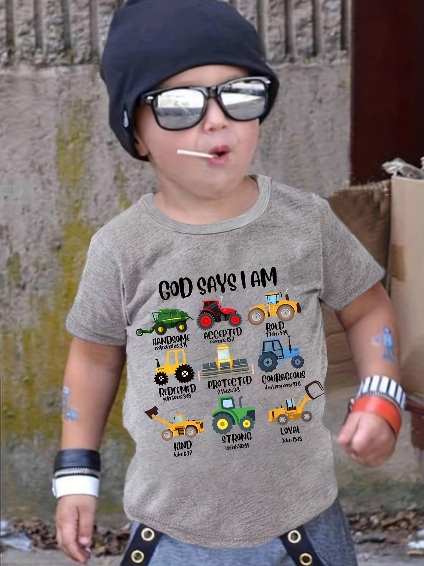 Boy's God Says I Am Print T-shirt Kids Round Neck Tees Tops Casual Soft Comfortable Breathable Summer Clothes