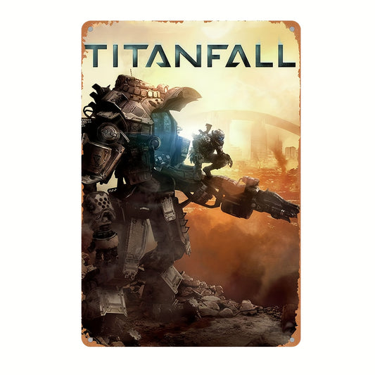 1pc" Titanfall Poster Video Game Metal Tin Sign Gaming Cool Wall Decor Gifts For Gamers "Poster With Artwork, Restaurant Bar Pub Cafe CoffeeShop Lron Painting, Water-proof & Dust-proof Funny Home Room Wall Decor WeddingBirthday Party Supplies, 8x12in